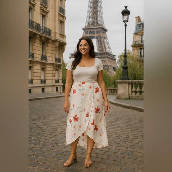 leith floral printed faux wrap skirt - Picture 9 of 9